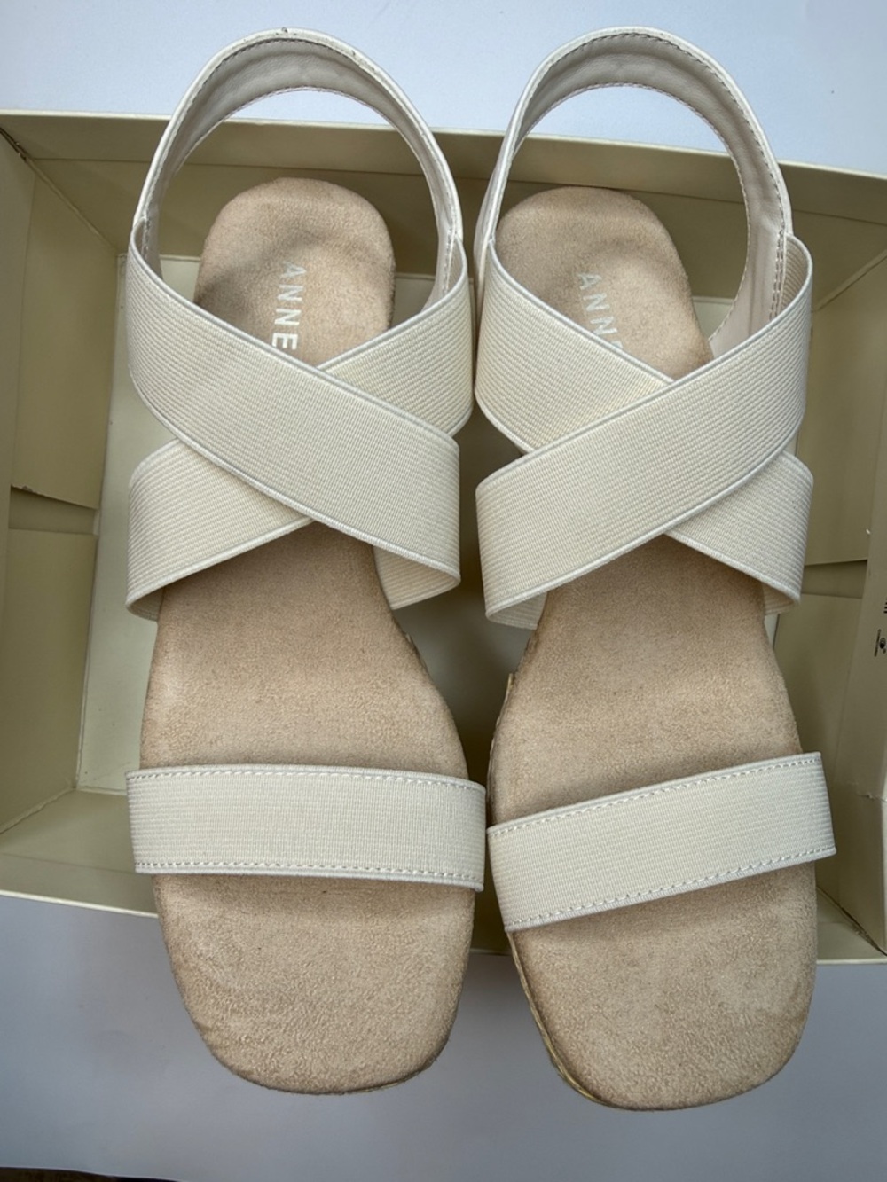 Anne Klein Women's Wendi Elastic Strap Wedge Sandals- Size 7.5M